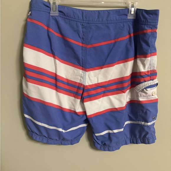 J.Crew Mens Long board shorts 9" Swim Trunks Lined Size 35 Blue White Beach - Picture 2 of 7
